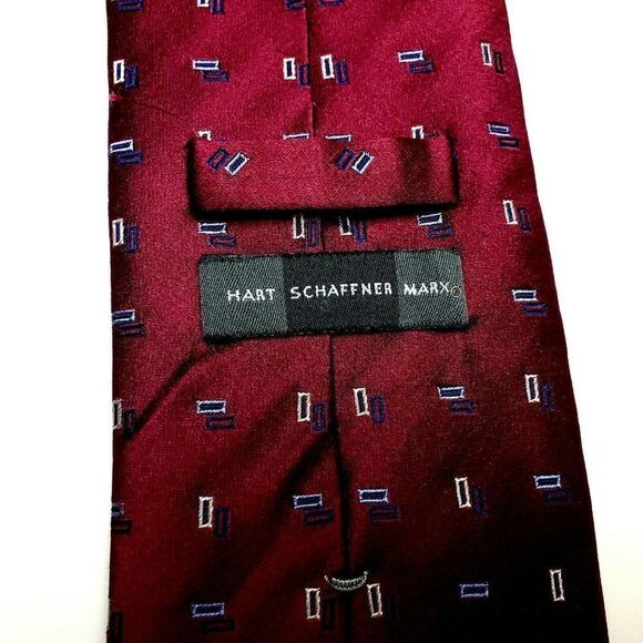 Hart Schaffner Marx Purple Silk Tie Woven Geometric Classic - Picture 3 of 6